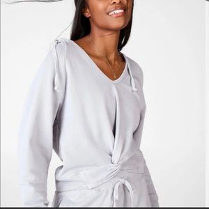 Fabletics light purple lilac twist cropped hoodie sweatshirt